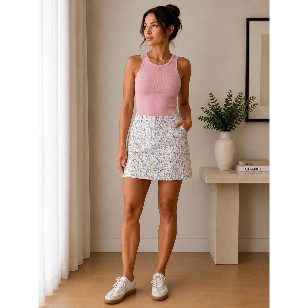 J. Jill Women Mini Skirt Live-In Chino Floral 14P Petite New With Tags